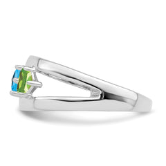 14k White Gold Synthetic Family Jewelry Ring - 36