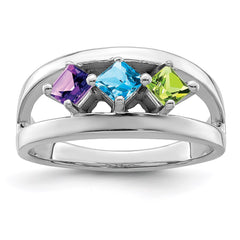 Sterling Silver Rhodium-plated Synthetic Family Jewelry Ring - 33