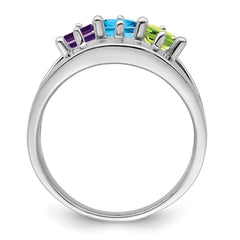 Sterling Silver Rhodium-plated Synthetic Family Jewelry Ring - 34