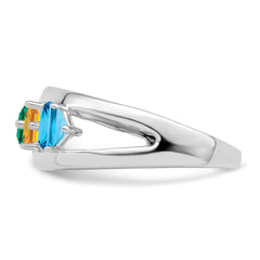 Sterling Silver Rhodium-plated Synthetic Family Jewelry Ring - 46