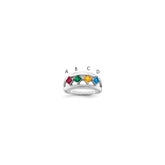 Sterling Silver Rhodium-plated Synthetic Family Jewelry Ring - 7
