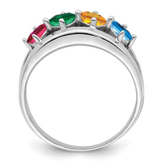 Sterling Silver Rhodium-plated Synthetic Family Jewelry Ring - 7