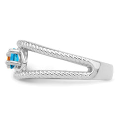 Sterling Silver Rhodium-plated Synthetic Family Jewelry Ring - 17