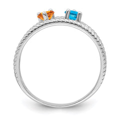 Sterling Silver Rhodium-plated Synthetic Family Jewelry Ring - 17