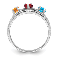 Sterling Silver Rhodium-plated Synthetic Family Jewelry Ring - 20