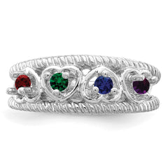 Sterling Silver Rhodium-plated Synthetic Family Jewelry Ring - 21