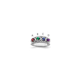 14k White Gold Genuine Family Jewelry Ring - 7