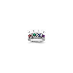 Sterling Silver Rhodium-plated Synthetic Family Jewelry Ring - 50