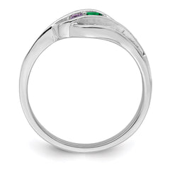 Sterling Silver Rhodium-plated Synthetic Family Jewelry Ring - 61