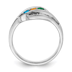 Sterling Silver Rhodium-plated Synthetic Family Jewelry Ring - 62
