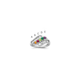 14k White Gold Synthetic Family Jewelry Ring - 55