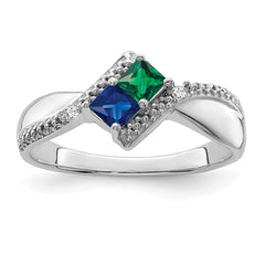 14k White Gold Synthetic Family Jewelry Ring - 56