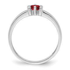 Sterling Silver Rhodium-plated Synthetic 1 Stone Mother's Ring - 5