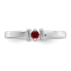 Sterling Silver Rhodium-plated Synthetic 1 Stone Mother's Ring - 3