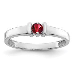 Sterling Silver Rhodium-plated Synthetic 1 Stone Mother's Ring - 5