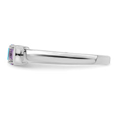 Sterling Silver Rhodium-plated Synthetic 2 Stone Mother's Ring - 59