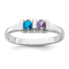 Sterling Silver Rhodium-plated Synthetic 2 Stone Mother's Ring - 112