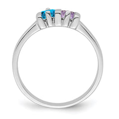 Sterling Silver Rhodium-plated Synthetic 2 Stone Mother's Ring - 112