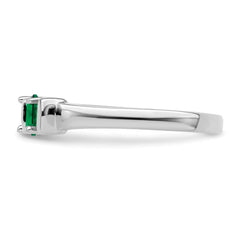 Sterling Silver Rhodium-plated Synthetic 3 Stone Mother's Ring - 30