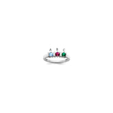 Sterling Silver Rhodium-plated Synthetic 3 Stone Mother's Ring - 3