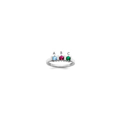 Sterling Silver Rhodium-plated Synthetic 3 Stone Mother's Ring - 3