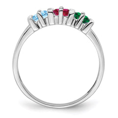 Sterling Silver Rhodium-plated Synthetic 3 Stone Mother's Ring - 5