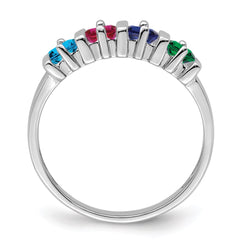 Sterling Silver Rhodium-plated Synthetic 4 Stone Mother's Ring - 45