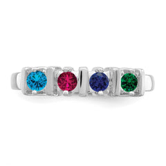 Sterling Silver Rhodium-plated Synthetic 4 Stone Mother's Ring - 5