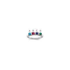 Sterling Silver Rhodium-plated Synthetic 4 Stone Mother's Ring - 46