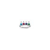 Sterling Silver Rhodium-plated Synthetic 4 Stone Mother's Ring - 19