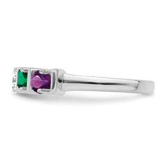 Sterling Silver Rhodium-plated Synthetic 5 Stone Mother's Ring - 36