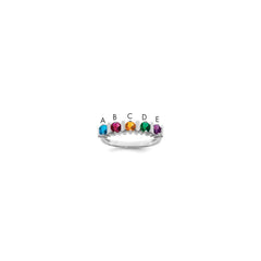 Sterling Silver Rhodium-plated Synthetic 5 Stone Mother's Ring - 6