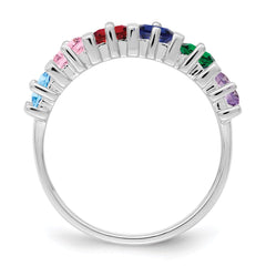 Sterling Silver Rhodium-plated Synthetic 6 Stone Mother's Ring - 9