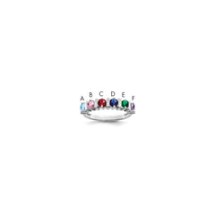 Sterling Silver Rhodium-plated Synthetic 6 Stone Mother's Ring - 28