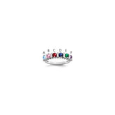 Sterling Silver Rhodium-plated Synthetic 6 Stone Mother's Ring - 7