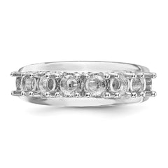 14k White Gold Polished 6-Stone Mothers Ring Mounting - 4
