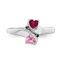 Sterling Silver Rhodium-plated Imitation and Diamond Couple Ring - 14