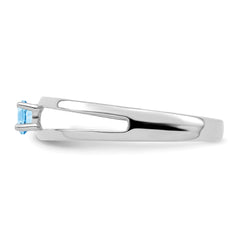 Sterling Silver Rhodium-plated 3mm Synthetic Family Jewelry Ring - 15
