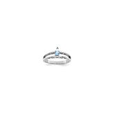 Sterling Silver Rhodium-plated 3mm Synthetic Family Jewelry Ring - 19