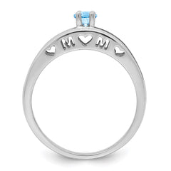 Sterling Silver Rhodium-plated 3mm Synthetic Family Jewelry Ring - 15