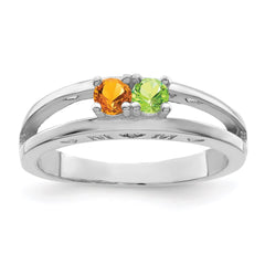 Sterling Silver Rhodium-plated 3mm Synthetic Family Jewelry Ring - 7