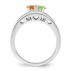 Sterling Silver Rhodium-plated 3mm Synthetic Family Jewelry Ring - 21