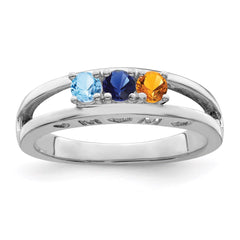 Sterling Silver Rhodium-plated 3mm Synthetic family jewelry ring - 6
