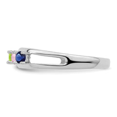 Sterling Silver Rhodium-plated 3mm Synthetic Family Jewelry Ring - 17