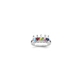Sterling Silver Rhodium-plated 3mm Synthetic Family Jewelry Ring - 17