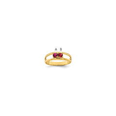14k Genuine 2 Stone Mother's Ring - 14