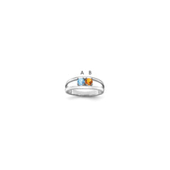 Sterling Silver Rhodium-plated Synthetic 2 Stone Mother's Ring - 102