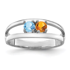 14k White Gold Genuine 2 Stone Mother's Ring - 10