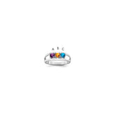 Sterling Silver Rhodium-plated Synthetic 3 Stone Mother's Ring - 109