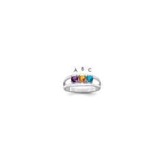 Sterling Silver Rhodium-plated Synthetic 3 Stone Mother's Ring - 70